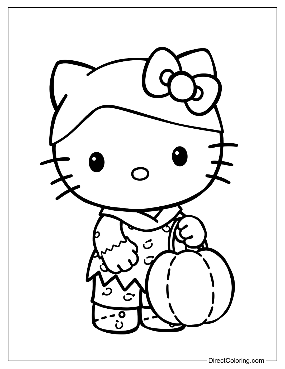 Hello Kitty with Pumpkin Coloring Sheet